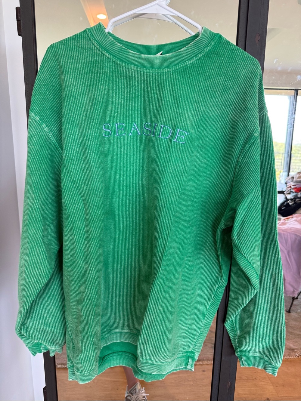 Seaside Green Corded Crewneck Sweater